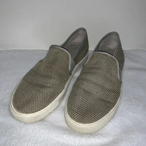 Vince Blair Women's 8 Shoes Gray Taupe Slip-On Sneakers Woven Fabric Texture